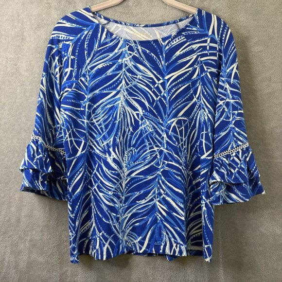 Lilly Pulitzer Tops - Lilly Pulitzer Laddie Top Women’s Small Twilight Blue Ruffle Sleeves
